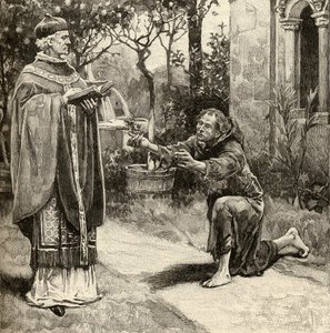 Paus Innocentius III (1161-1216) en St. Franciscus van Assisi (1181-1226) door English School